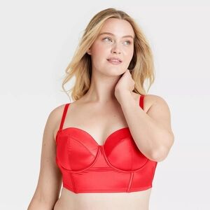 Auden Red Satin Bustier Bra